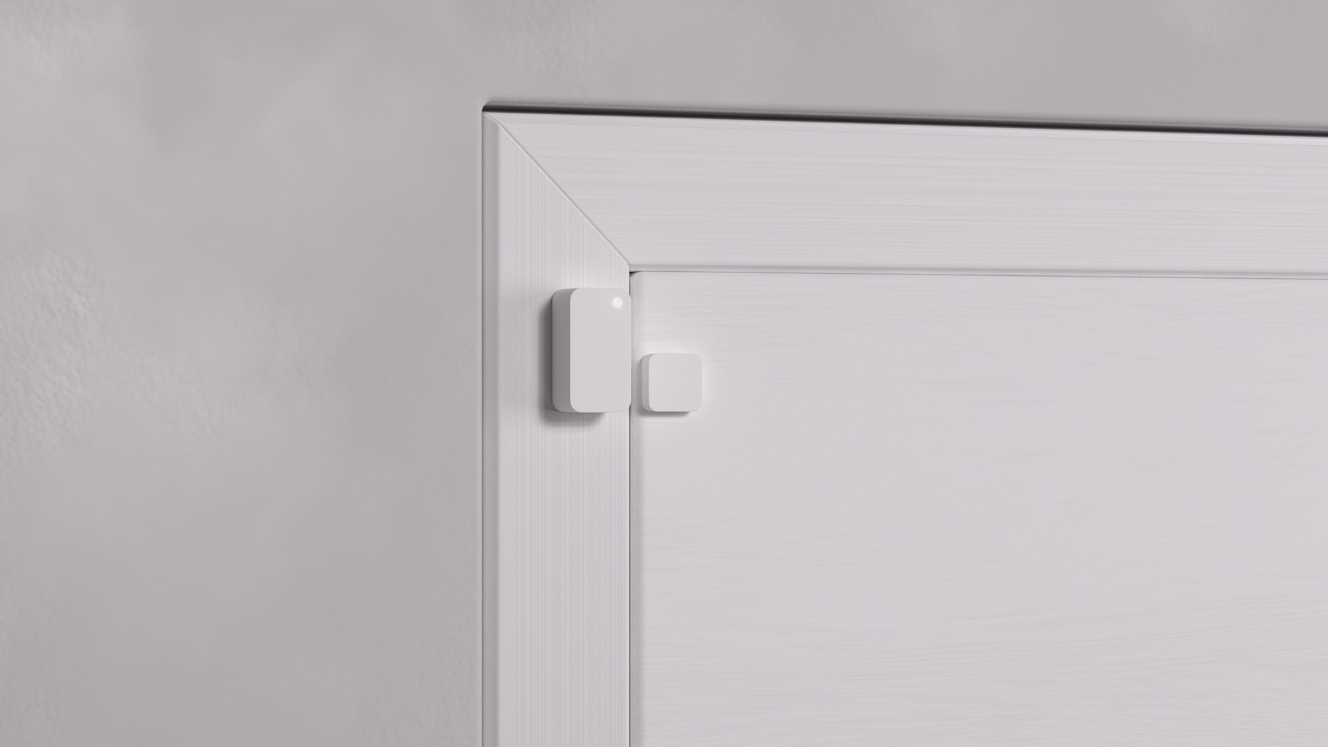 Door Sensor Mounting Example A1.1: If the door and the frame are at the same level, the Door Sensor and the Magnet can be applied parrallel on the side of the door