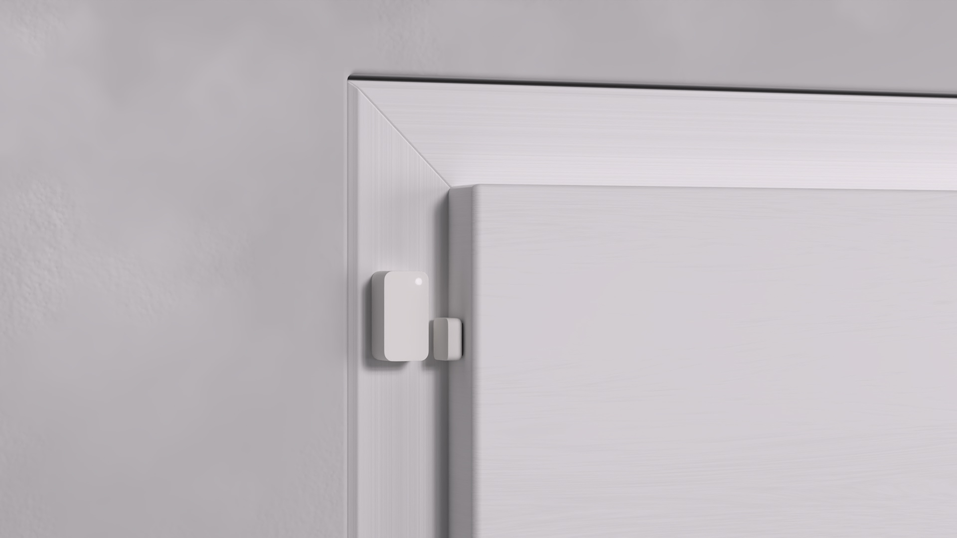 Door Sensor Mounting Example A2.1: If the door and the frame are not at the same level, the Door Sensor can be applied on the door and the Magnet on the edge of the door (for example at the side of the door)